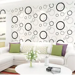 Wallpaper circles in the bedroom photo