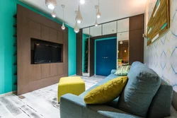 Бирюзовый цвет в интерьере современной гостиной