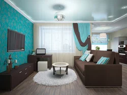 Бирюзовый цвет в интерьере современной гостиной