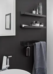 Полки в ванной дизайн черные