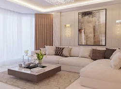 Champagne color in the living room interior