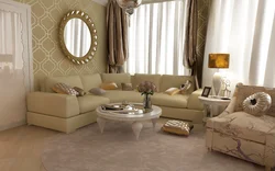 Champagne color in the living room interior