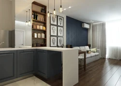 Photo living room with kitchen niche