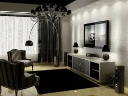 Combination of black color in the living room interior