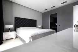 Дизайн спальни черно белая серая