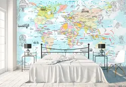 World map in the bedroom photo