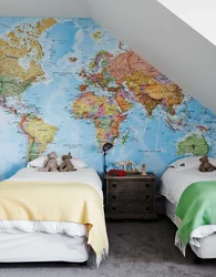 World map in the bedroom photo