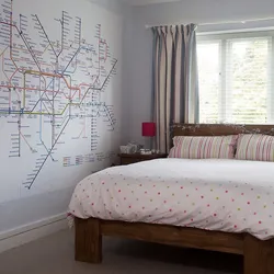 World Map In Bedroom Interior Photo