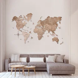 Карта мира в интерьере спальни фото