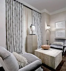 Marble curtains in the living room interior photo