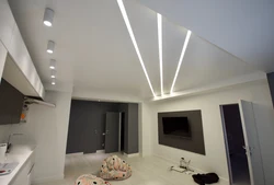 Light lines in the kitchen on the ceiling photo