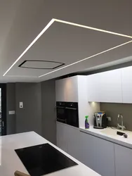 Световые линии в кухне на потолке фото