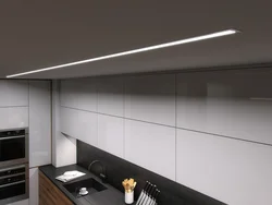 Световые линии в кухне на потолке фото