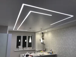Light lines in the kitchen on the ceiling photo