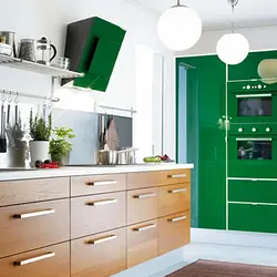 Green IKEA Kitchen In The Interior Photo