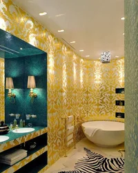 Gold tiles in the bathroom photo