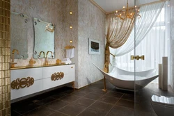 Gold tiles in the bathroom photo