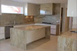 Flexible marble in the kitchen interior photo