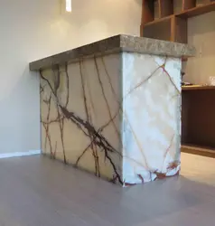 Flexible marble in the kitchen interior photo
