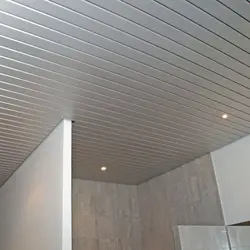 Ceiling made of aluminum panels in the bathroom photo