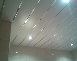 Ceiling made of aluminum panels in the bathroom photo