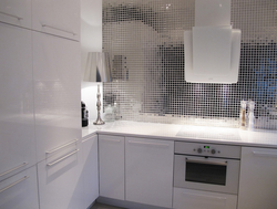 White mosaic tiles in the kitchen apron photo