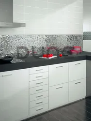 Белая мозаика на кухне фартук фото