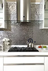White mosaic tiles in the kitchen apron photo
