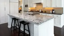 Marble countertop in the kitchen interior