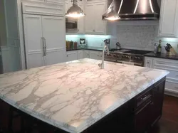 Marble countertop in the kitchen interior