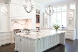 Marble countertop in the kitchen interior