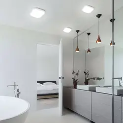 Pendant lamps in the bathroom interior