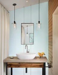 Pendant lamps in the bathroom interior