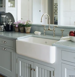 Countertop sink in the kitchen photo