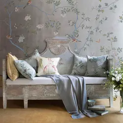 Wallpaper With Birds In The Living Room Interior