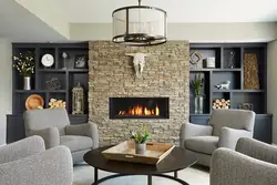 Living Room Interiors With Fireplace With Stone