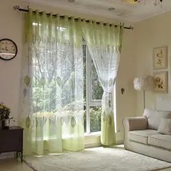 Curtains without tulle in the bedroom interior