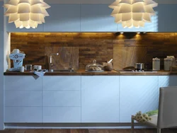 Wood-Effect Tiles On The Wall In The Kitchen In The Interior