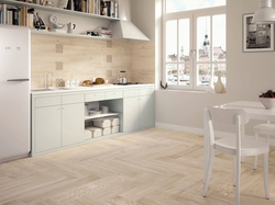 Wood-Effect Tiles On The Wall In The Kitchen In The Interior