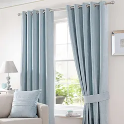 Gray blue curtains for the living room photo