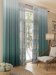 Gray blue curtains for the living room photo
