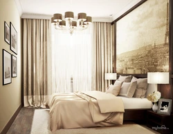 Beige brown wallpaper in the bedroom photo