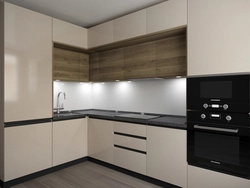 Kitchen design with black handles