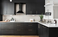 Kitchen design with black handles
