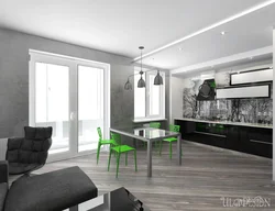 Kitchen living room interior in gray photo