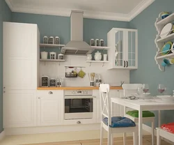 Белая Кухня С Голубыми Стенами Фото