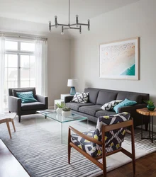 Dilute the gray color in the living room interior
