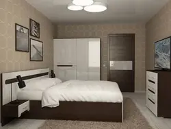 Bedroom interior design with chest of drawers and wardrobe