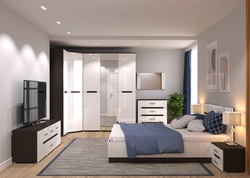Спальня дизайн интерьера с комодом и шкафом