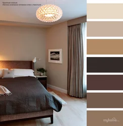 Сочетание серого и коричневого в интерьере спальни